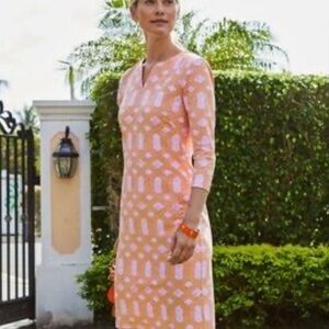J. McLaughlin Carli Mini Cabana Catalina Cloth Pink Yellow Geometric Dress M